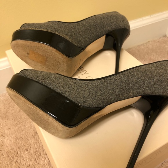 Jimmy Choo Crown Flannel/Patent Heels (size 35) - Picture 4 of 4